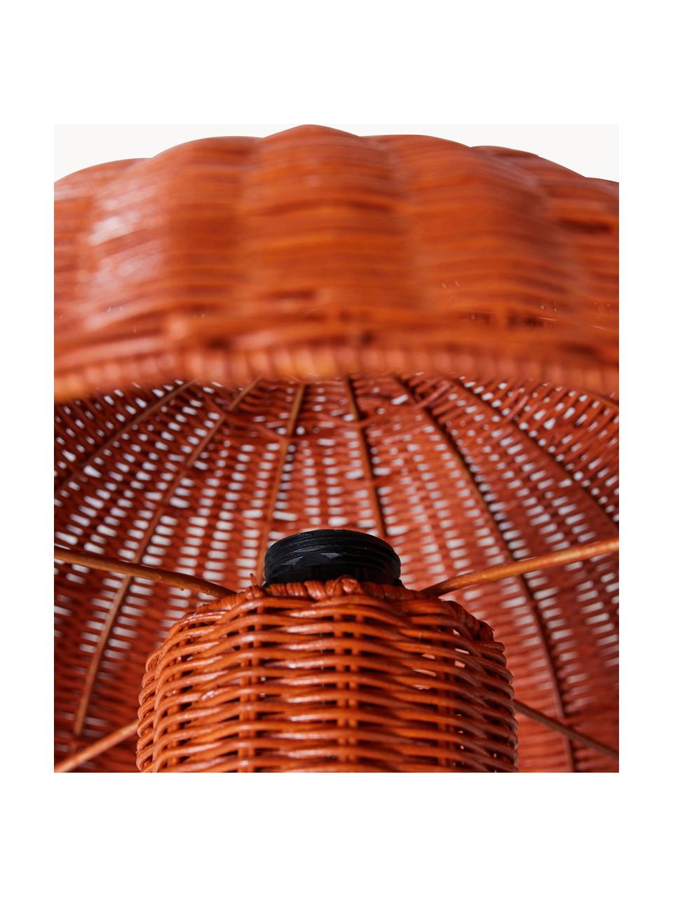 Lámpara de mesa de ratán Coral, Cable: cubierto en tela, Terracota, Ø 34 x Al 30 cm