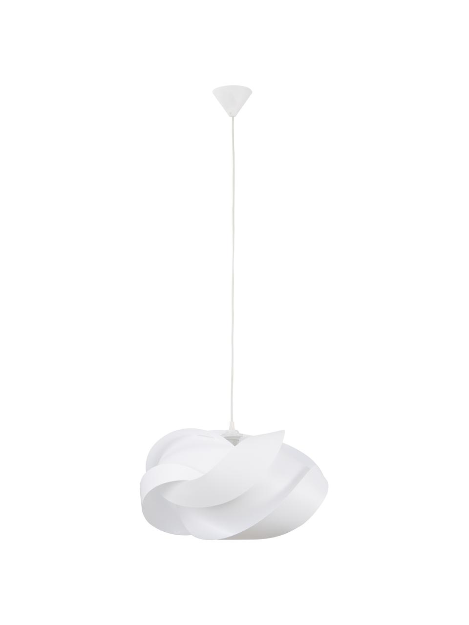 Lámpara de techo grande Ribbon, Pantalla: polipropileno, policarbon, Anclaje: plástico, Cable: cubierto en tela, Blanco, Ø 60 x Al 28 cm