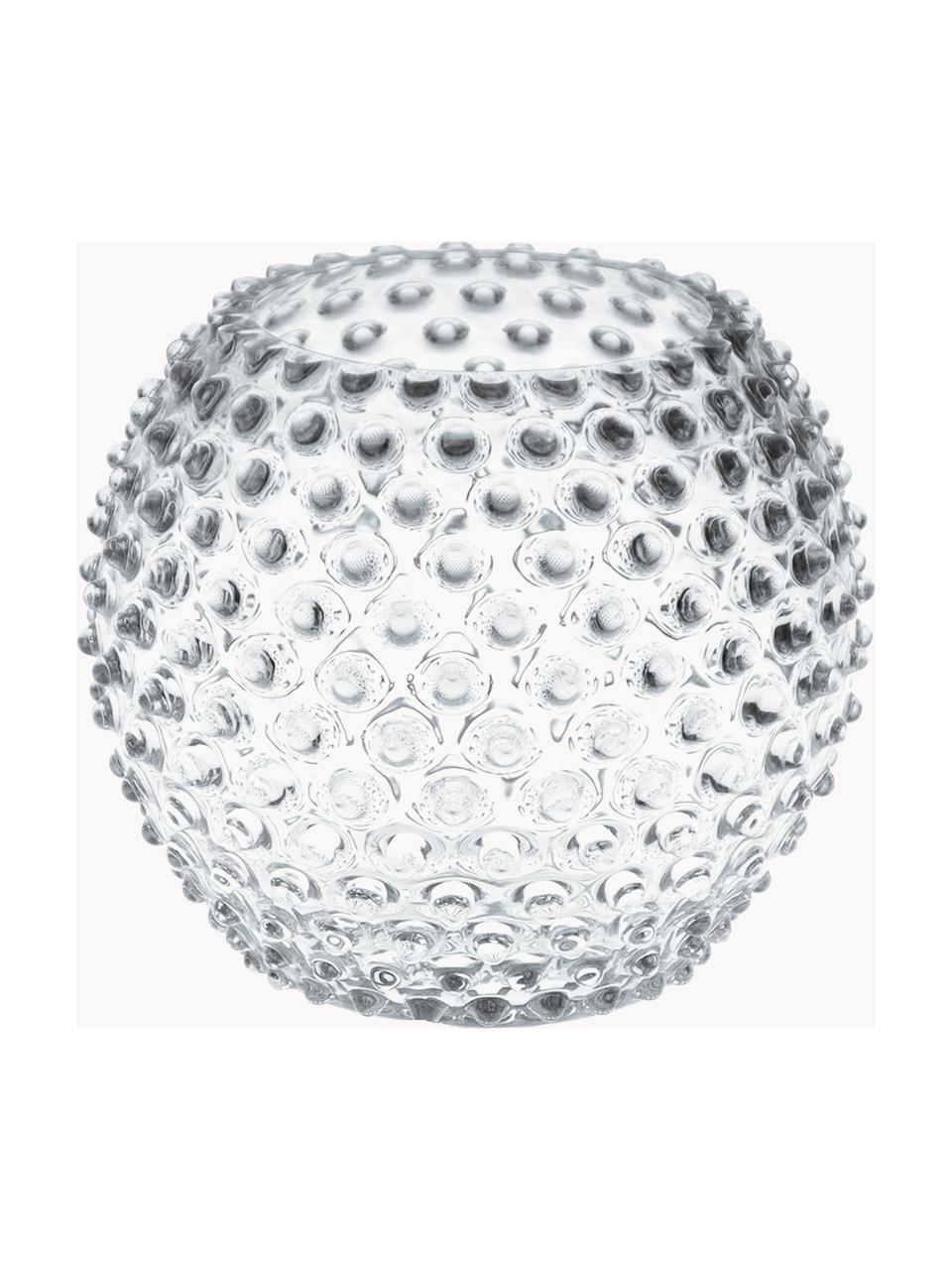 Handgefertigte Vase Hobnail Globe mit Relief, H 17 cm, Glas, Transparent, Ø 18 x H 17 cm