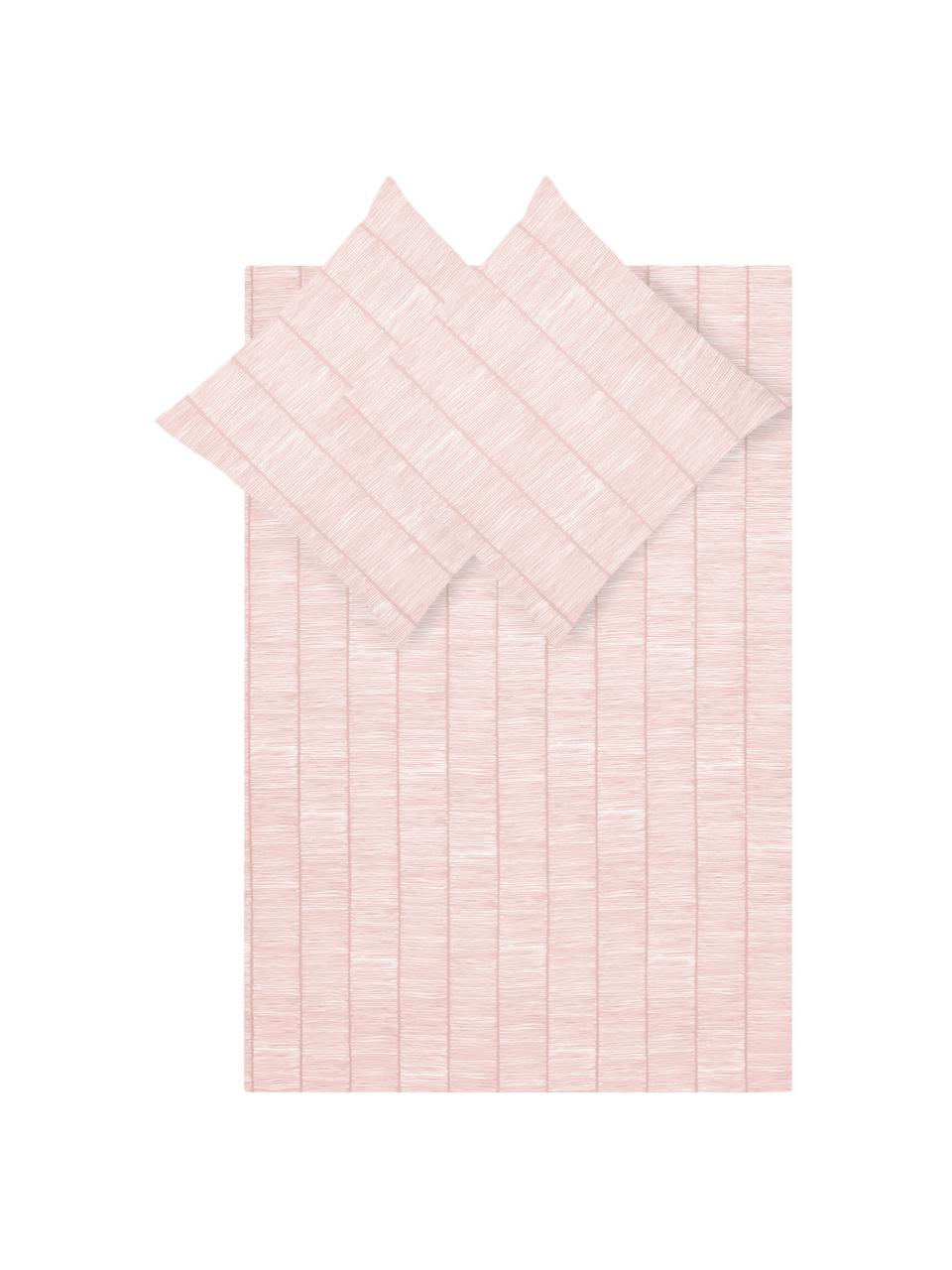 Gemusterte Baumwoll-Bettwäsche Paulina, Webart: Renforcé Fadendichte 144 , Rosa, Weiß, 240 x 220 cm + 2 Kissen 80 x 80 cm