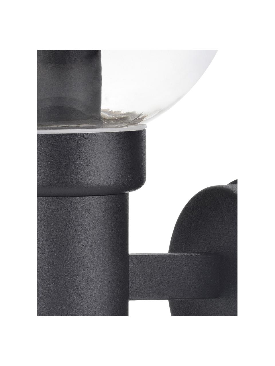 Outdoor wandlamp Caris met glazen lampenkap, Lampenkap: glas, Transparant, zwart, B 20 cm x H 33 cm