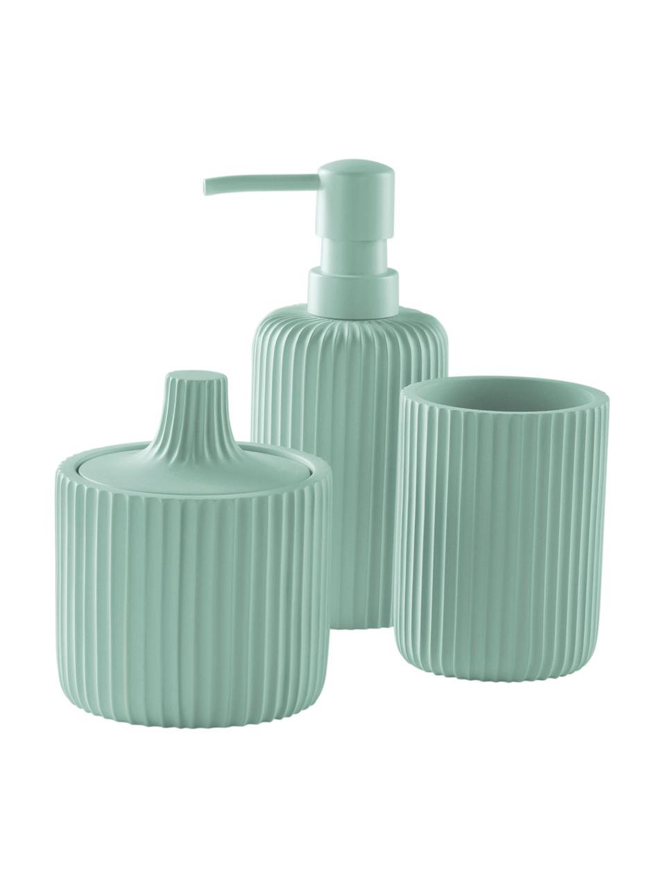 Accessoires de salle de bain Valerie, 3 élém., Plastique, Turquoise, Lot de différentes tailles