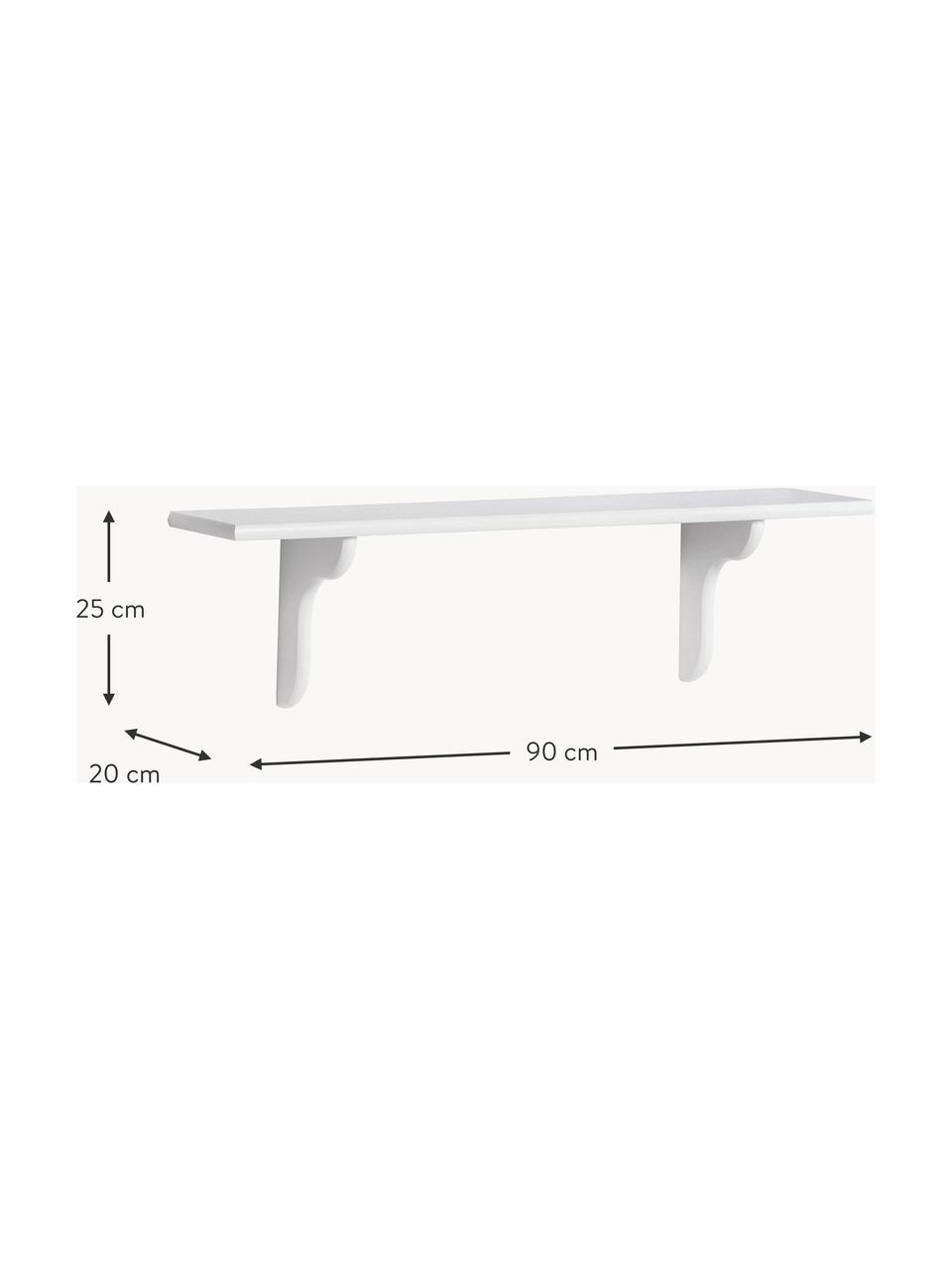 Étagère murale pour enfant en bois de pin Eco Comfort, Bois de pin massif, certifié FSC, contreplaqué, Pin, peinture blanche, larg. 90 x haut. 25 cm