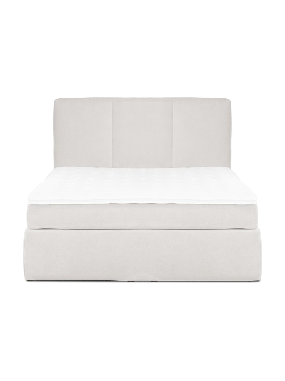 Letto boxspring Oberon, Materasso: nucleo a 5 zone di molle , Piedini: materiale sintetico, Tessuto greige, 160 x 200 cm, grado di durezza H2