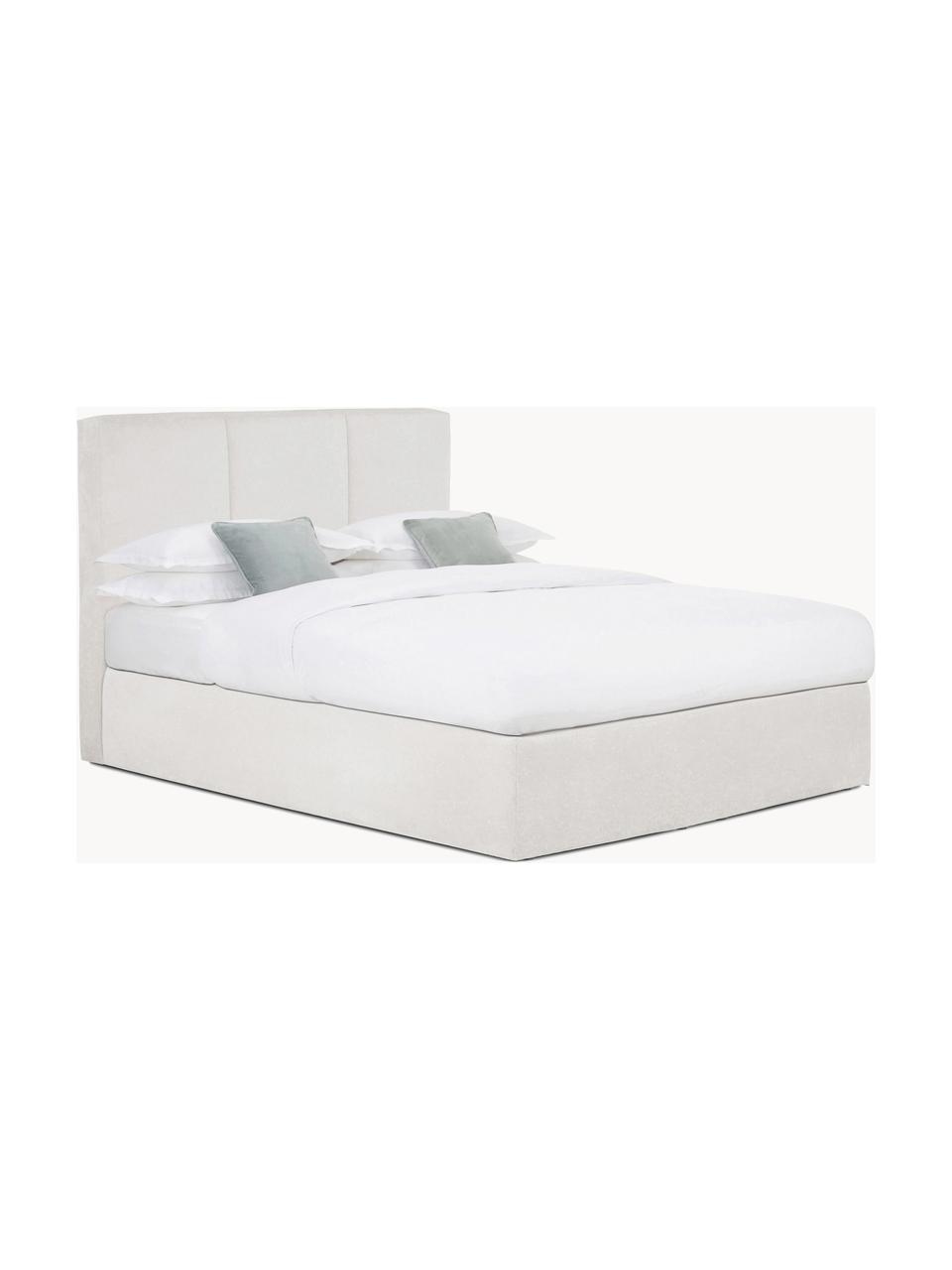 Boxspringbett Oberon, Matratze: 5-Zonen-Taschenfederkern, Füße: Kunststoff Dieses Produkt, Webstoff Hellbeige, B 160 x L 200 cm, Härtegrad H2