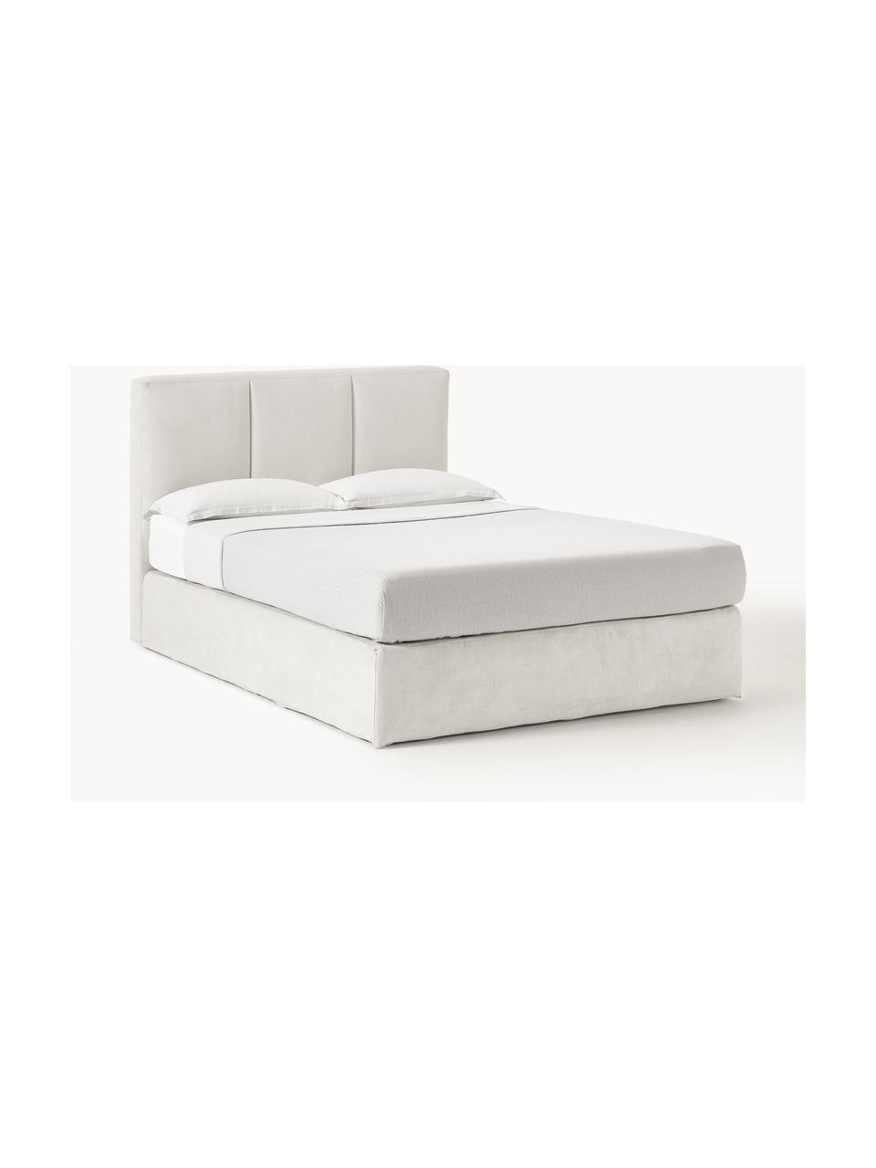 Cama continental Oberon, Patas: plástico Este producto es, Tejido beige claro, An 160 x L 200 cm, dureza H3