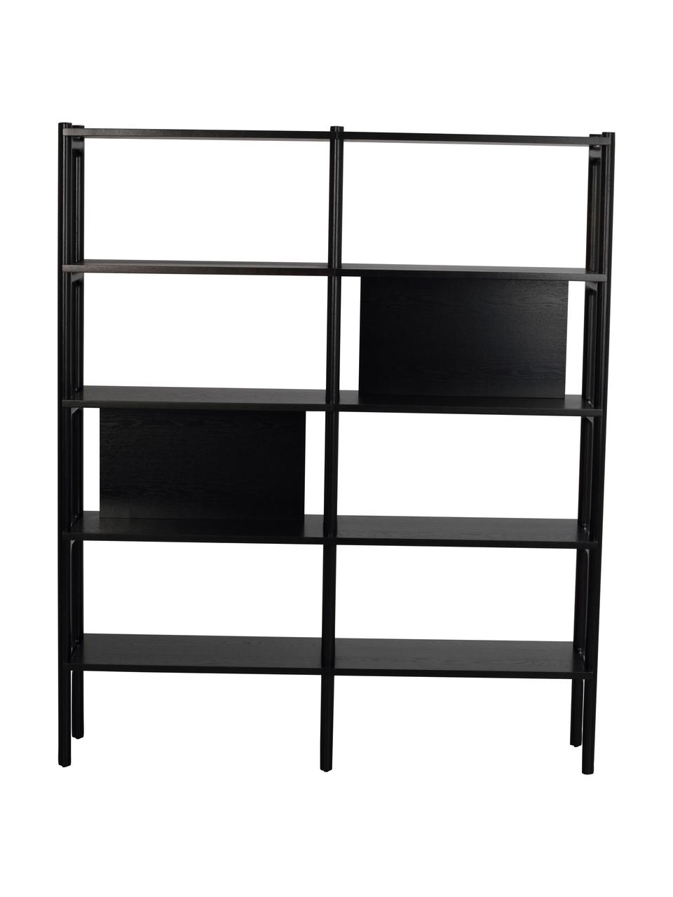 Regał z drewna dębowego Holton, Korpus: lite drewno dębowe lakier, Czarny, S 140 x W 166 cm