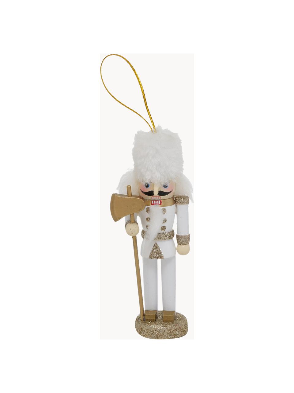 Décorations de sapin de Noël Mertos, 4 élém., MDF, Blanc, doré, larg. 4 x haut. 14 cm