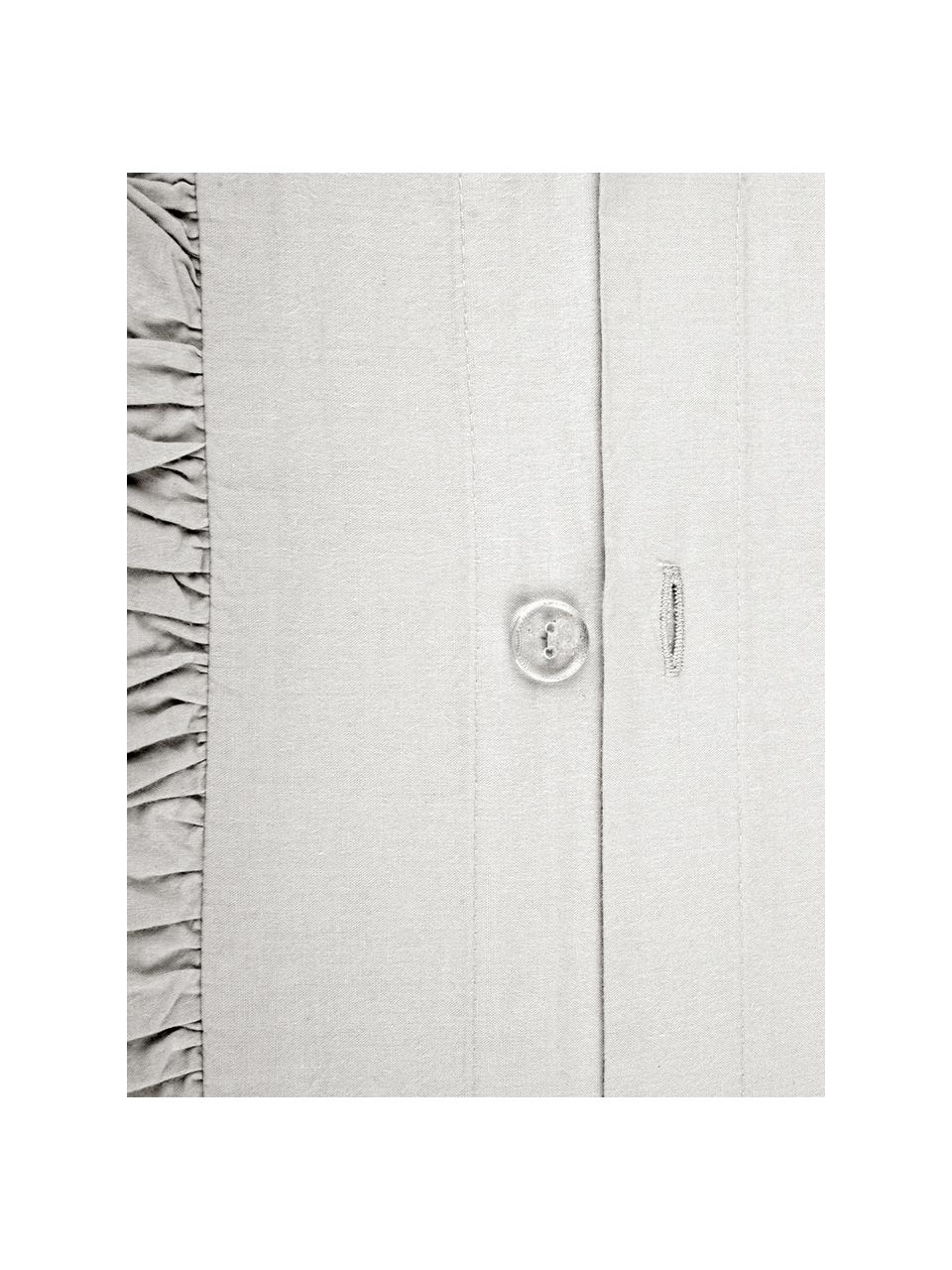 Poszewka na poduszkę z perkalu z efektem sprania i falbankami Florence, 2 szt., Szary, S 40 x D 80 cm
