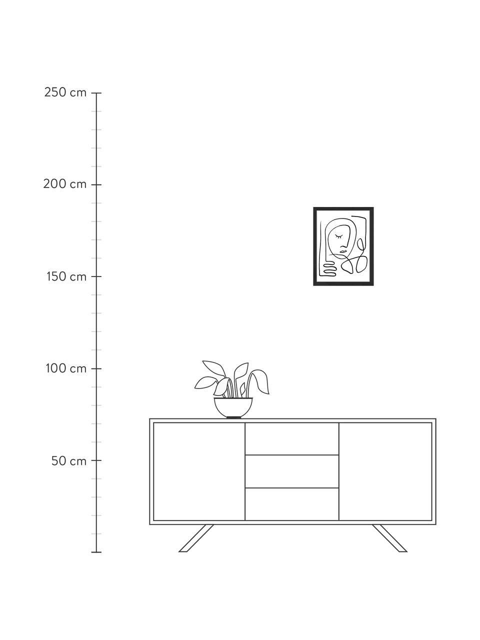 Ingelijste digitale print Trendy Line, Afbeelding: digitale print op papier,, Lijst: gelakt hout, Zwart, wit, B 33 cm x H 43 cm