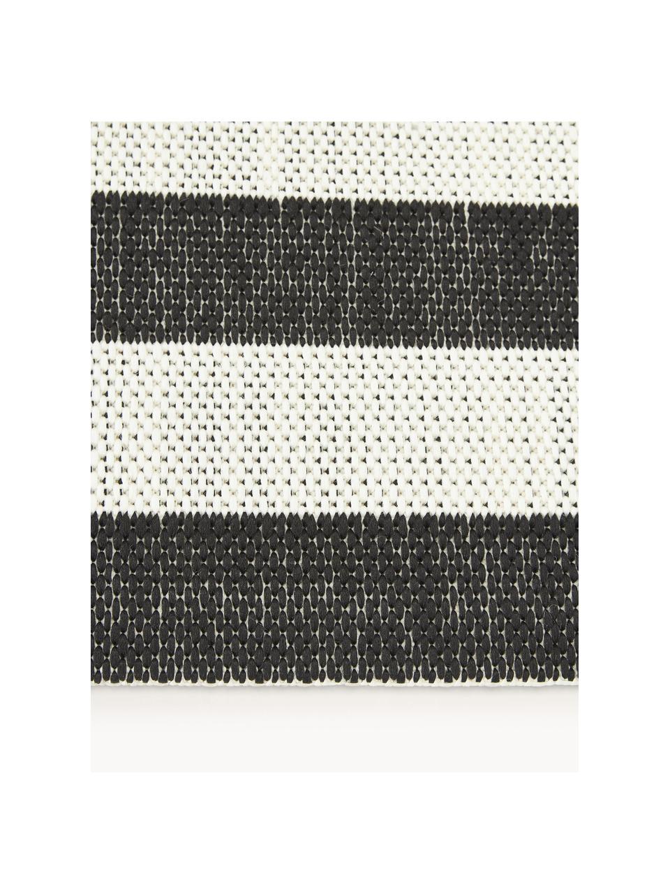 Gestreifter In- & Outdoor-Teppich Axa, 70 % Polypropylen, 30% Polyester, Off White, Schwarz, B 200 x L 290 cm (Grösse L)