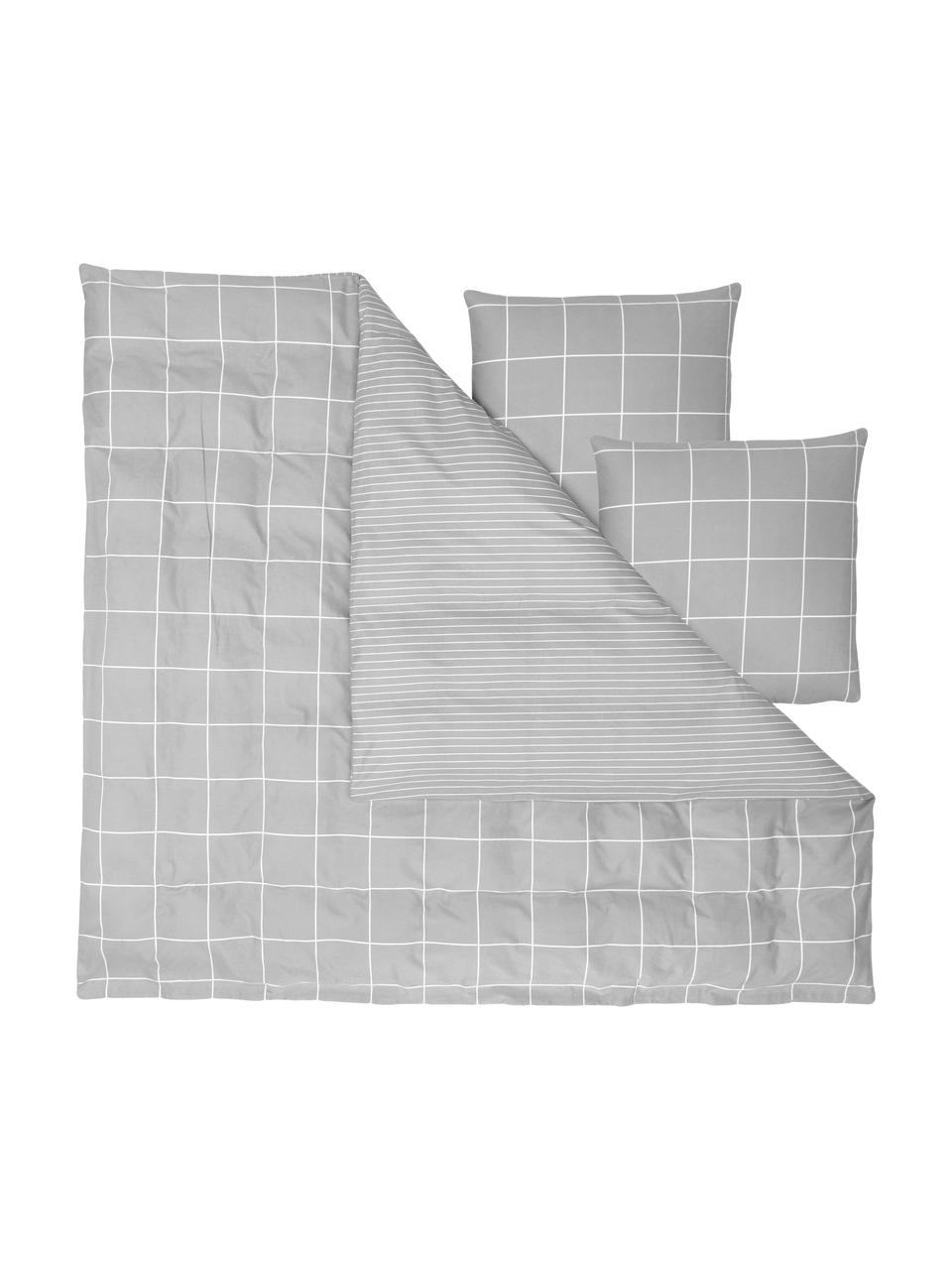 Flanelová obojstranná posteľná bielizeň Noelle, Sivá, biela, 200 x 200 cm + 2 vankúše 80 x 80 cm