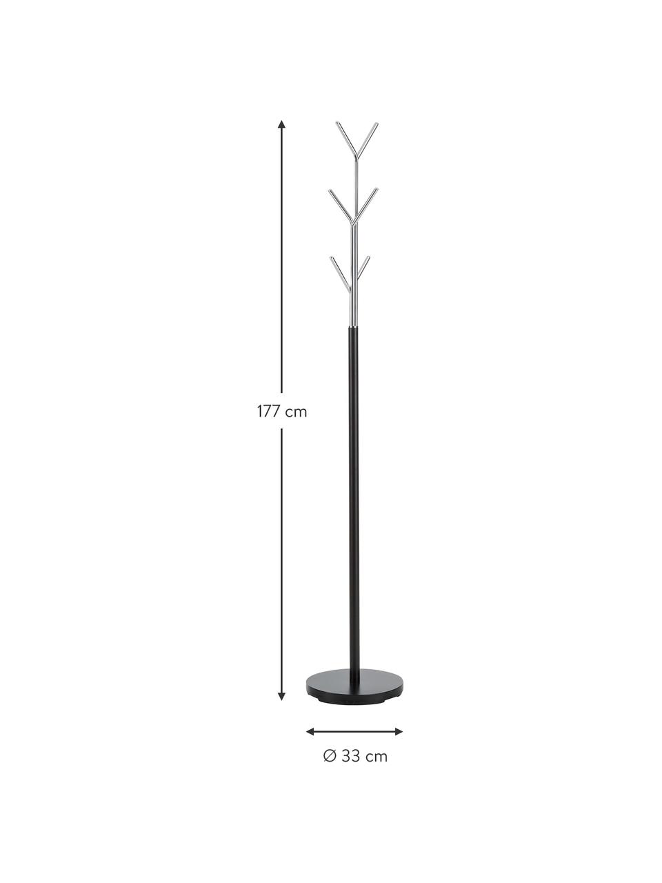 Appendiabiti London, Struttura: tubo di acciaio, vernicia, Nero, cromo, Ø 31 x Alt. 177 cm