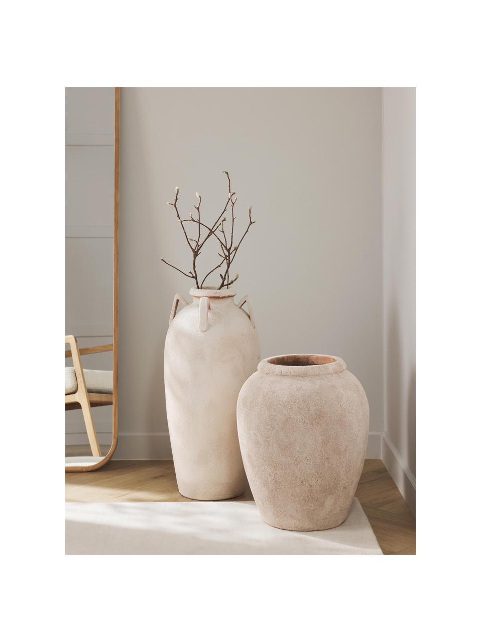 Vloervaas Liah met zandafwerking, H 70 cm, Terracotta, Beige, Ø 32 x H 70 cm