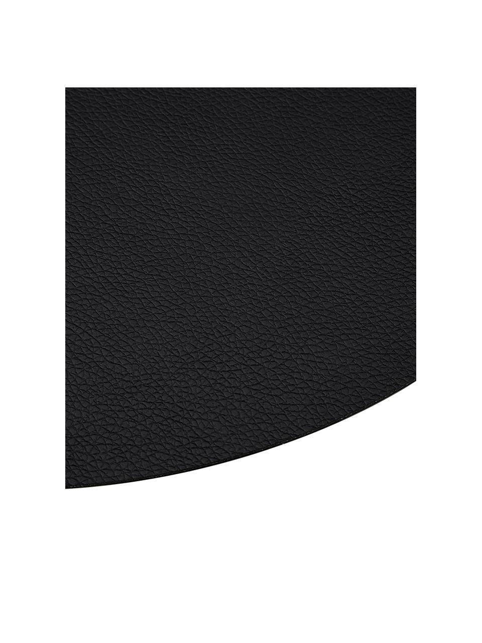 Okrągła podkładka ze sztucznej skóry Pik, 2 szt., Tworzywo sztuczne (PVC), Czarny, Ø 38 cm