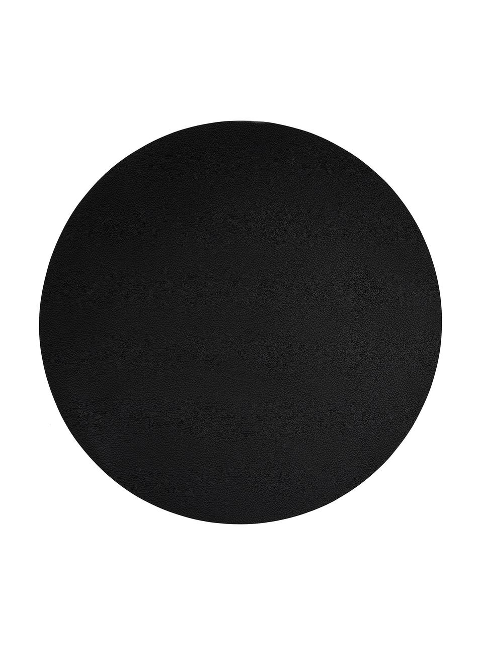 Tovaglietta americana rotonda in similpelle Pik 2 pz, Materiale sintetico (PVC), Nero, Ø 38 cm