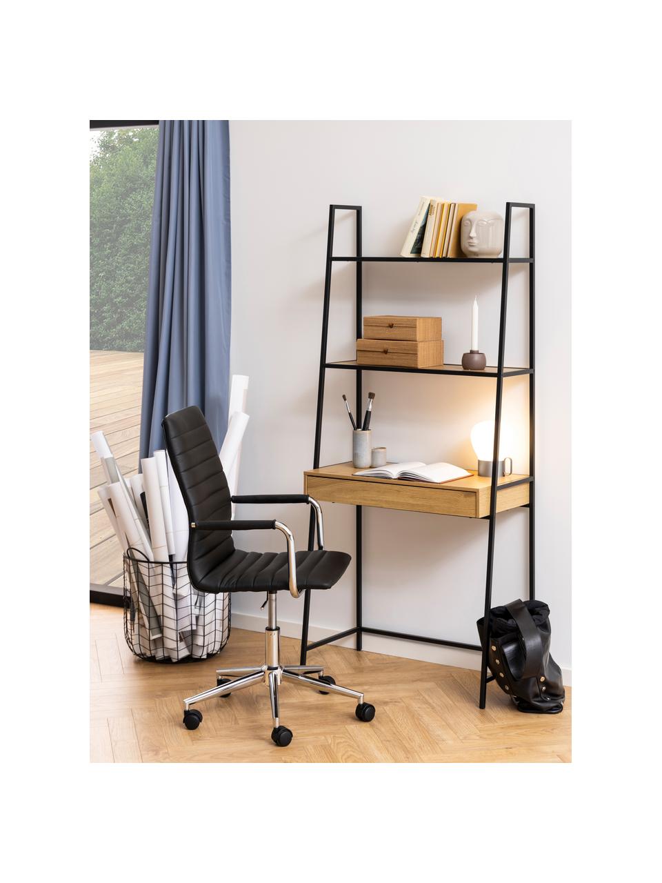 Scrivania in metallo Seaford, Gambe: metallo verniciato a polv, Legno, nero, Larg. 77 x Prof. 36 cm