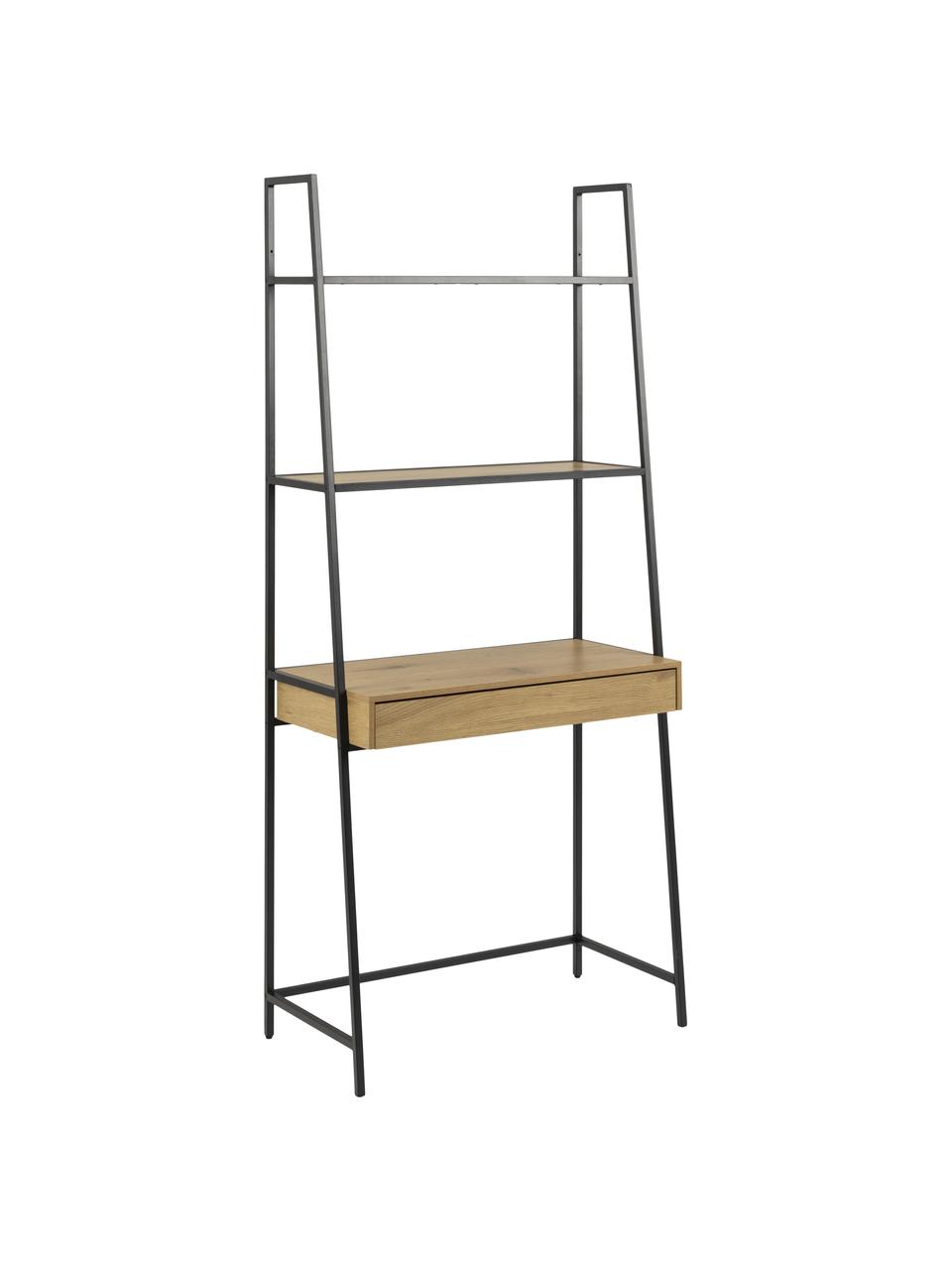 Scrivania in metallo Seaford, Gambe: metallo verniciato a polv, Legno, nero, Larg. 77 x Prof. 36 cm
