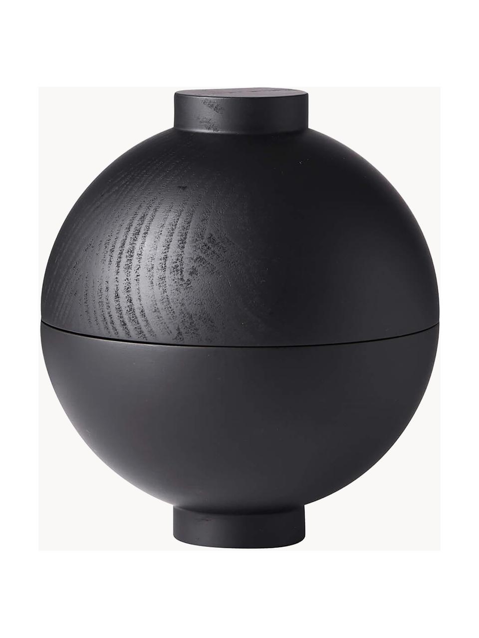 Joyero de madera de roble Wooden Sphere, Madera de roble con certificado FSC, Negro, Ø 16 x Al 18 cm