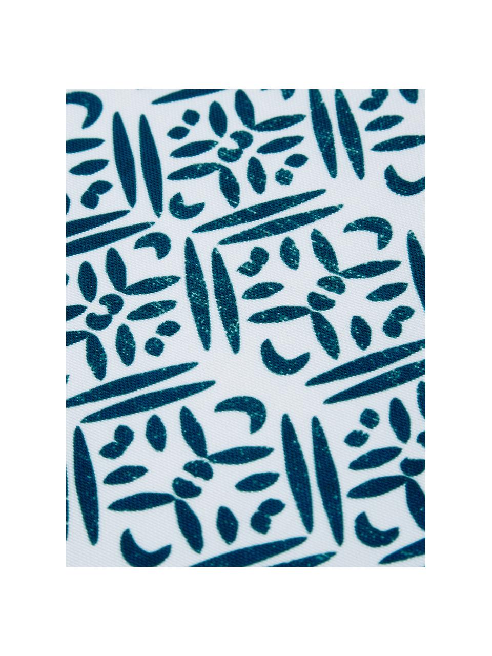 Waterafstotende placemats Fishbone, 2 stuks, Polyester, Wit, blauwtinten, B 33 x L 48 cm