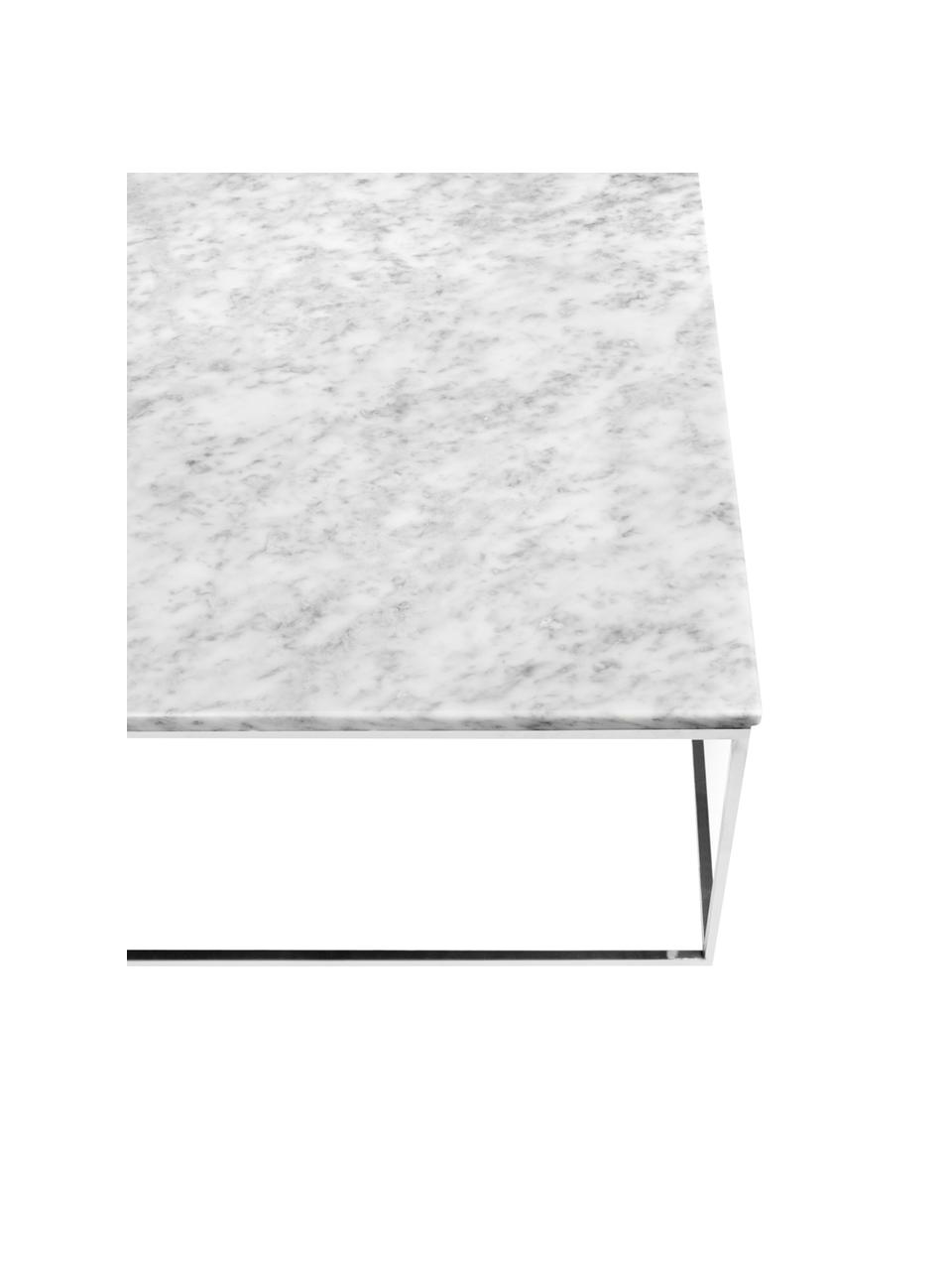 Table basse en marbre Gleam, Plateau : blanc, marbré Structure : chrome