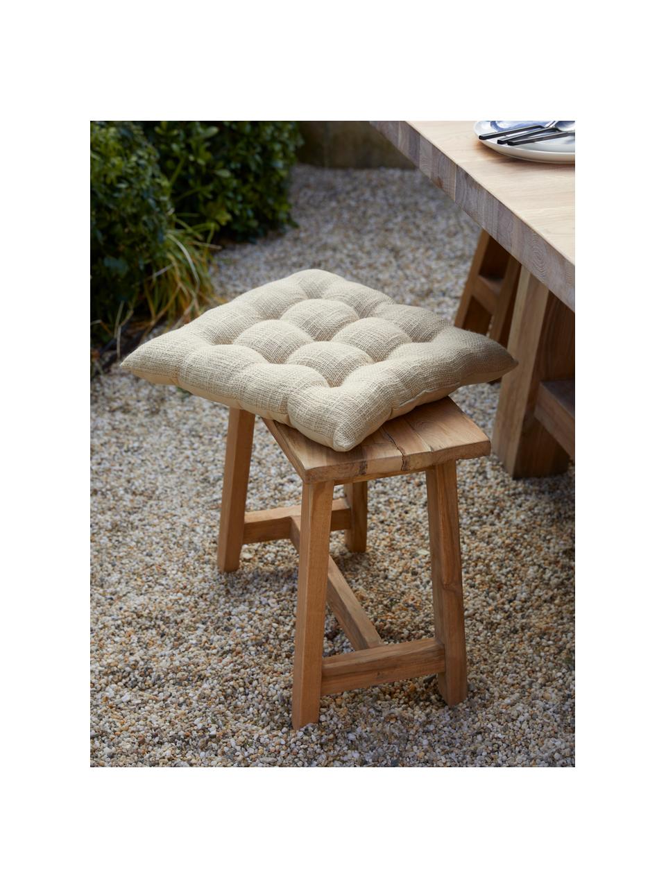 Cojín para silla de algodón Sasha, Tapizado: 100% algodón, Beige claro, An 40 x L 40 cm