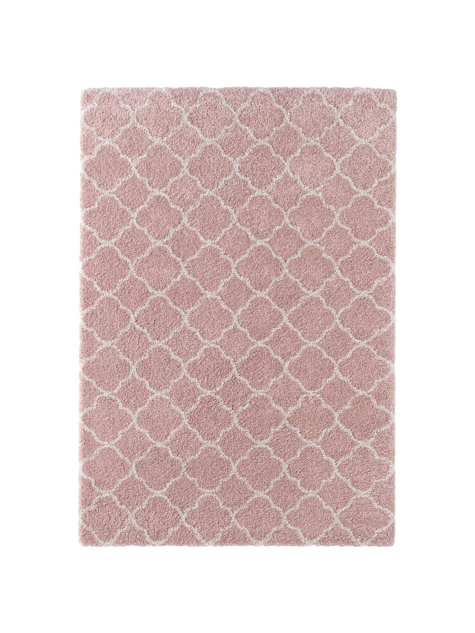 Hoogpolig vloerkleed Luna in roze/crèmekleur, Bovenzijde: 100% polypropyleen, Onderzijde: jute, Oudroze, crèmekleurig, B 80 x L 150 cm (maat XS)