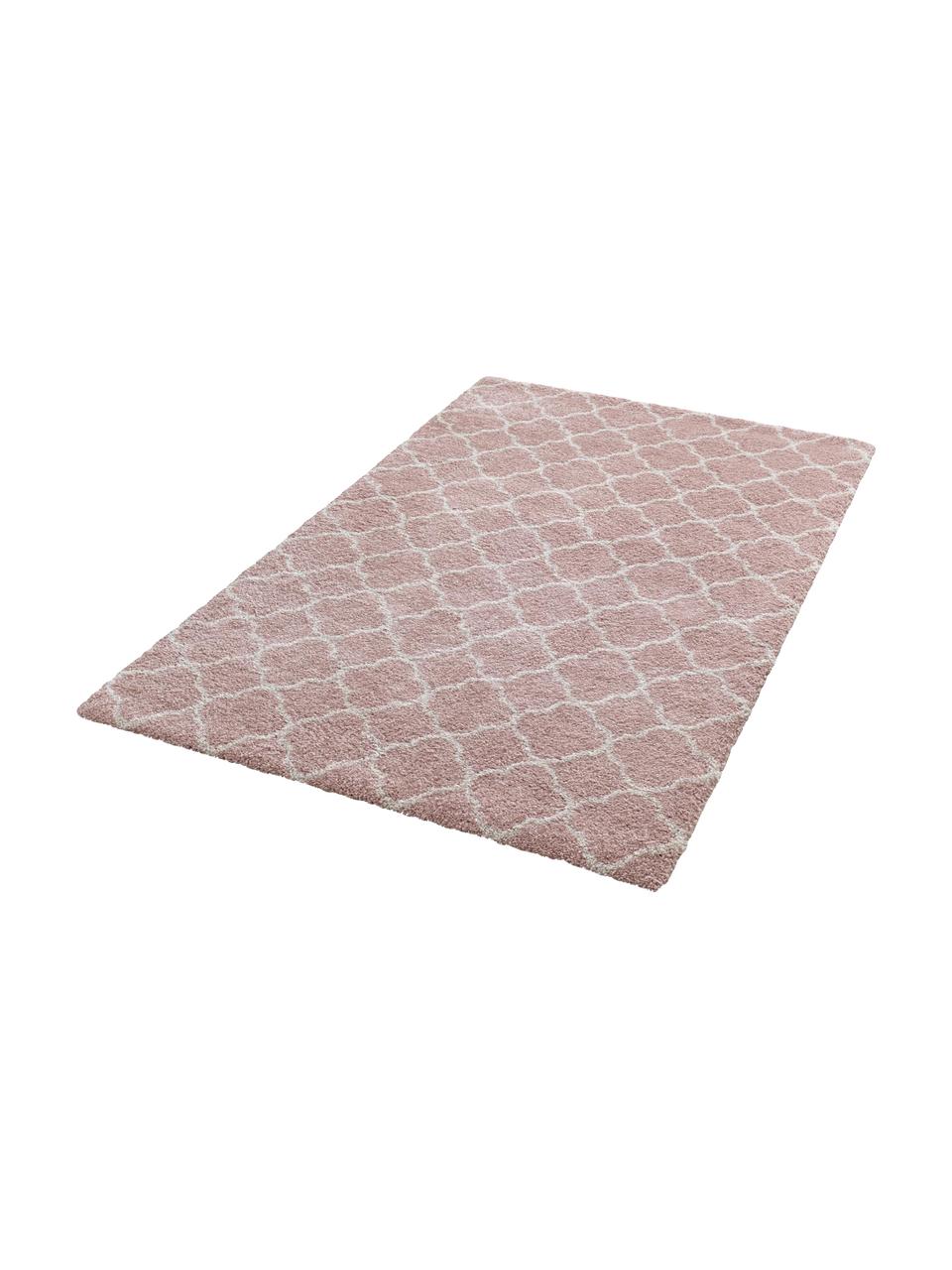 Hochflor-Teppich Luna in Rosa/Creme, Flor: 100% Polypropylen, Altrosa, Creme, B 80 x L 150 cm (Grösse XS)