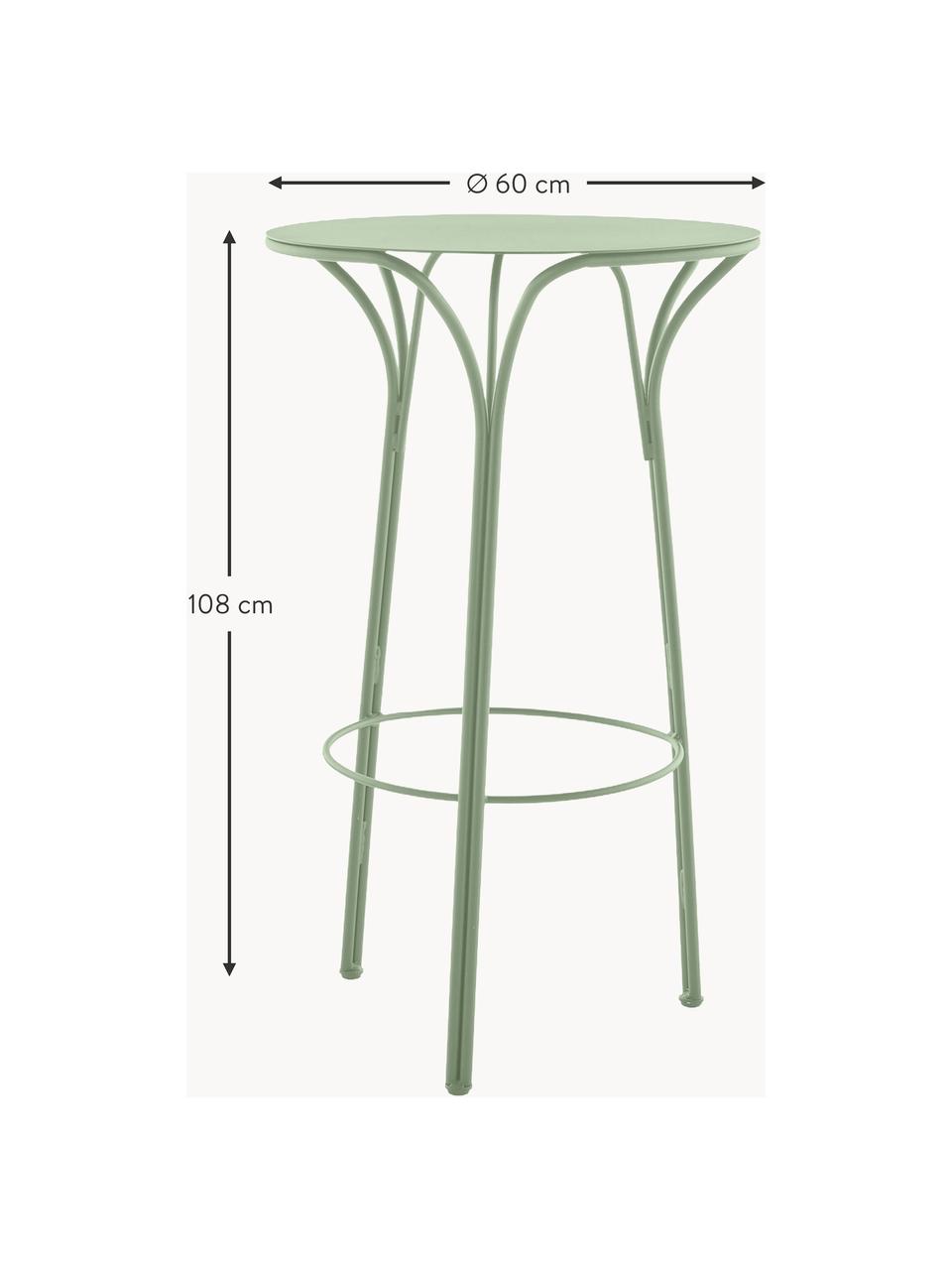 Table haute de jardin Hiray, Ø 60 cm, Acier galvanisé, laqué, Vert sauge, Ø 60 cm
