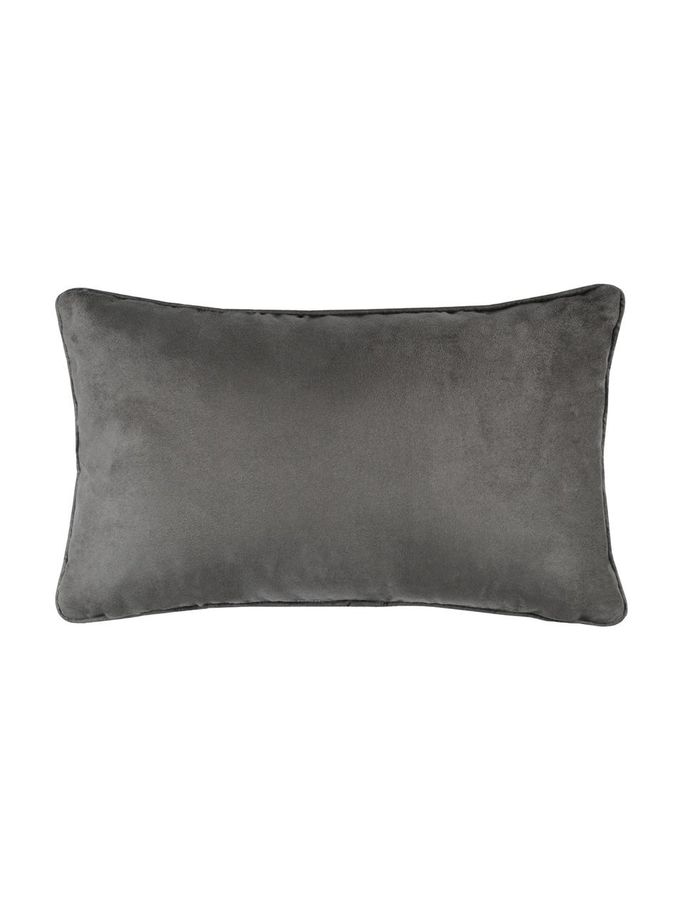 Poduszka z lamówką z wypełnieniem Hiro, Poliester, Ciemny szary, biały, S 30 x D 50 cm
