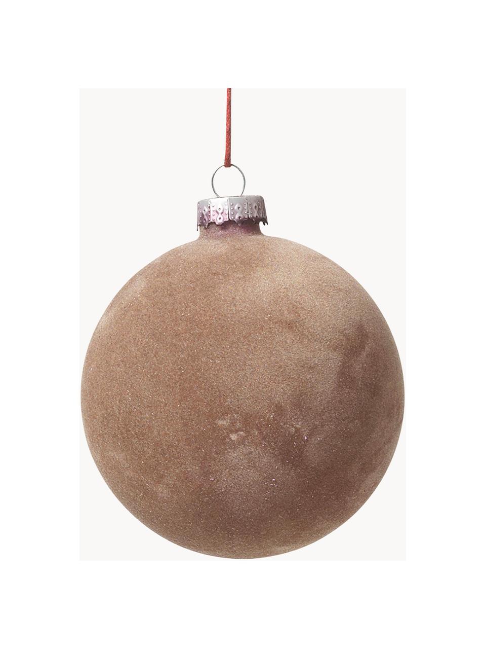 Fluwelen kerstballen Alcan Ø 8 cm, 3 stuks, Beige, Ø 8 cm