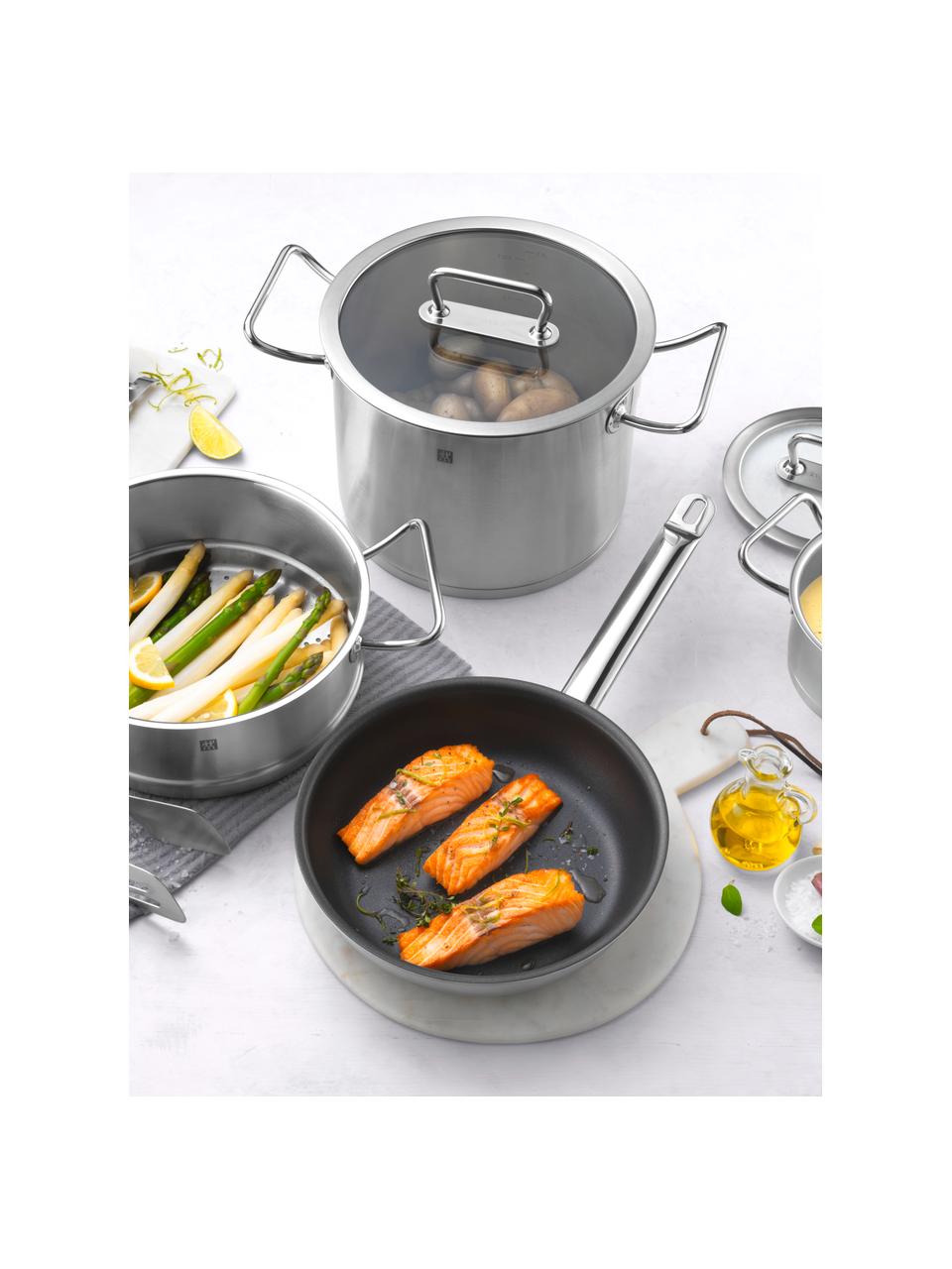 Kochtopf-Set Pro aus Edelstahl, 5-tlg., Deckel: Glas, Edelstahl, Silberfarben, Set mit verschiedenen Größen