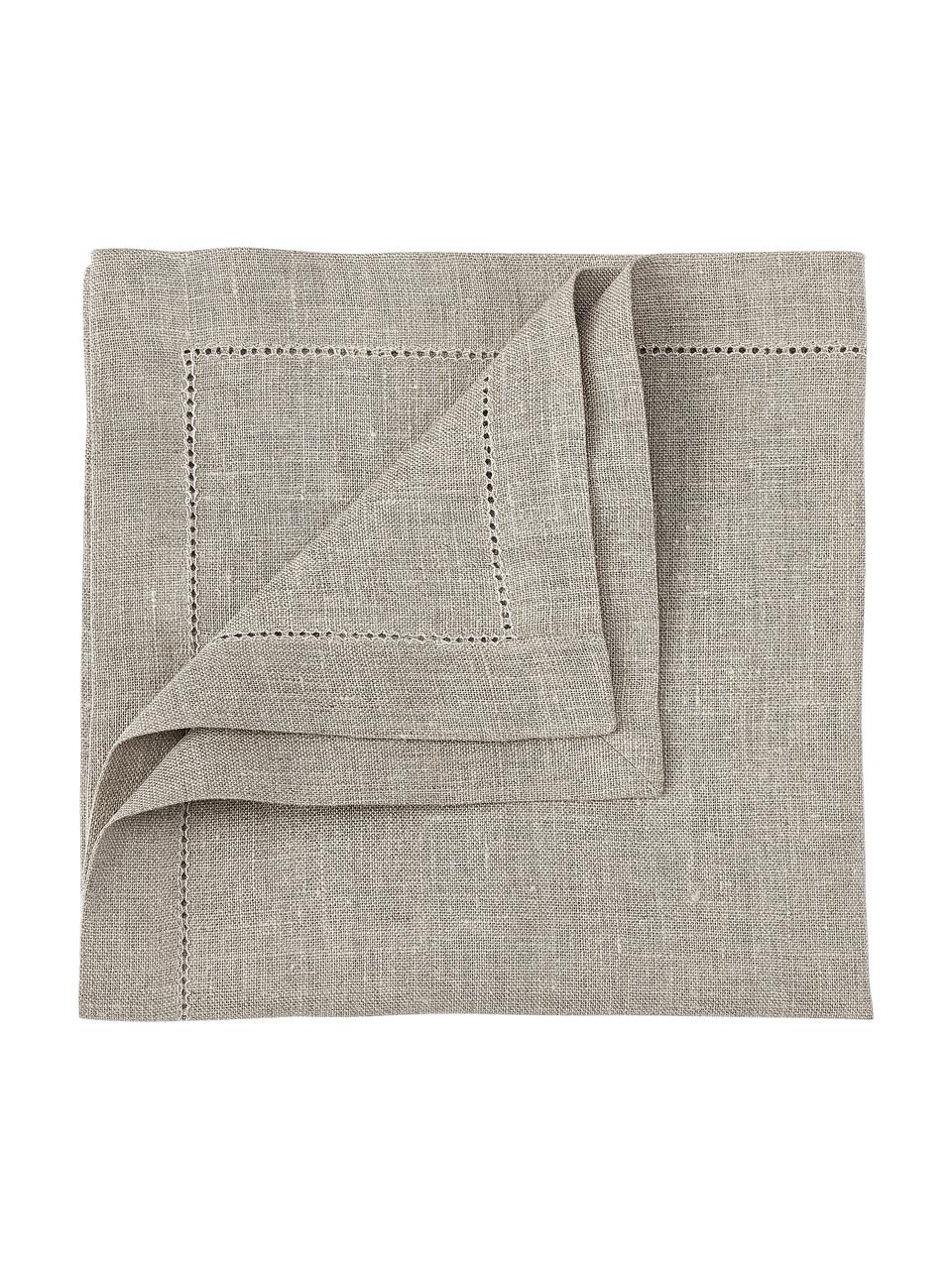Stoffservietten Alanta aus Leinen mit Hohlsaum, 6 Stück, Taupe, B 42 x L 42 cm