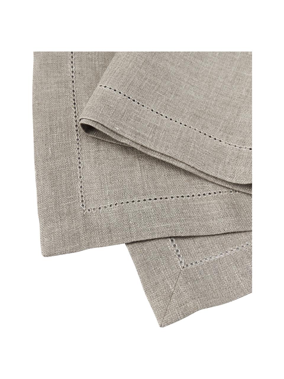 Stoffservietten Alanta aus Leinen mit Hohlsaum, 6 Stück, Taupe, B 42 x L 42 cm
