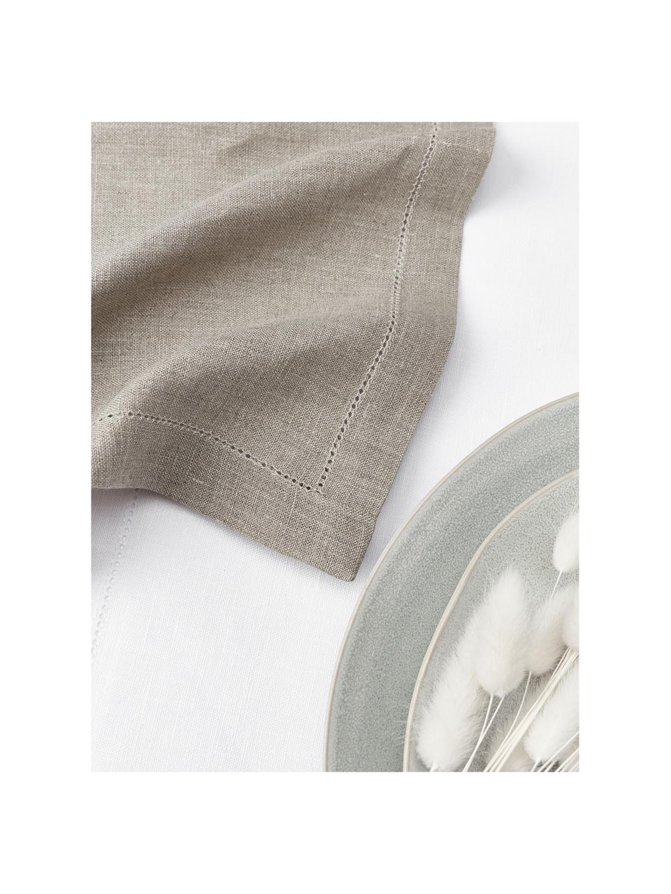 Stoffservietten Alanta aus Leinen mit Hohlsaum, 6 Stück, Taupe, B 42 x L 42 cm