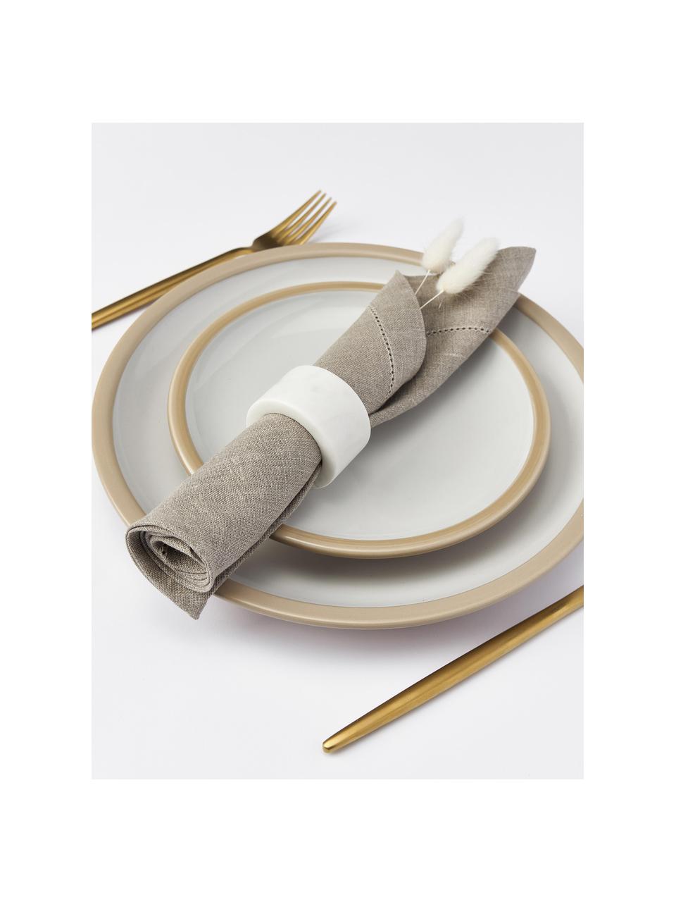 Serviettes de table en lin, avec ourlet Alanta, 6 pièces, Grège, larg. 42 x long. 42 cm