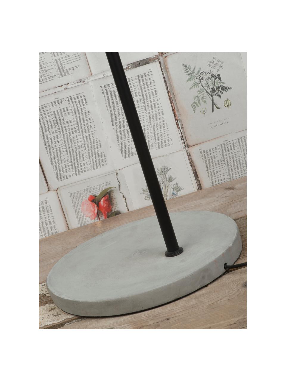 Grote vloerlamp Oslo betonnen voet, Lamp: gecoat metaal, Lampvoet: beton, Zwart, grijs, B 48 x H 190 cm