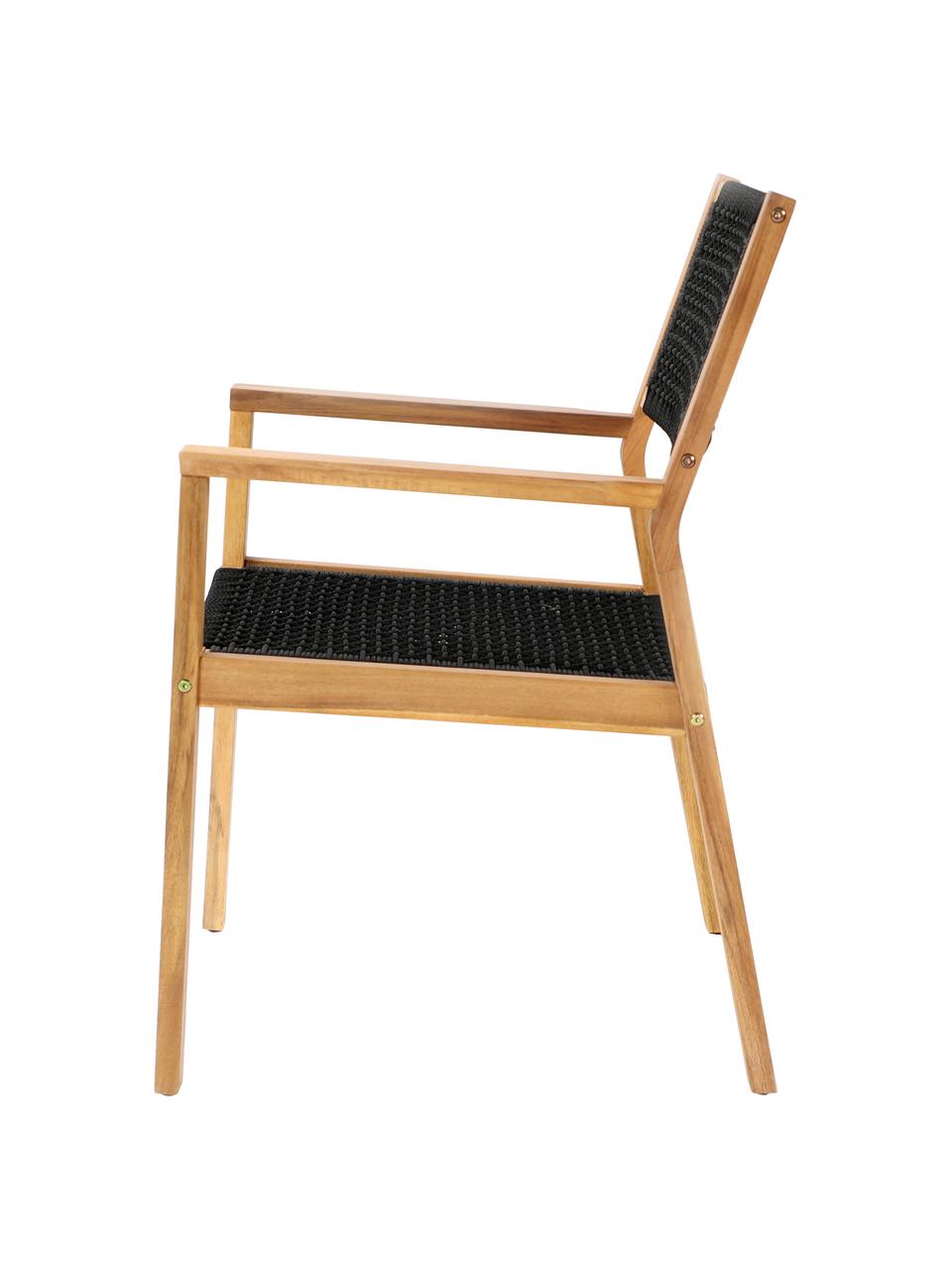 Krzesło ogrodowe Little John, Stelaż: drewno akacjowe, Czarny, beżowy, S 58 x G 64 cm