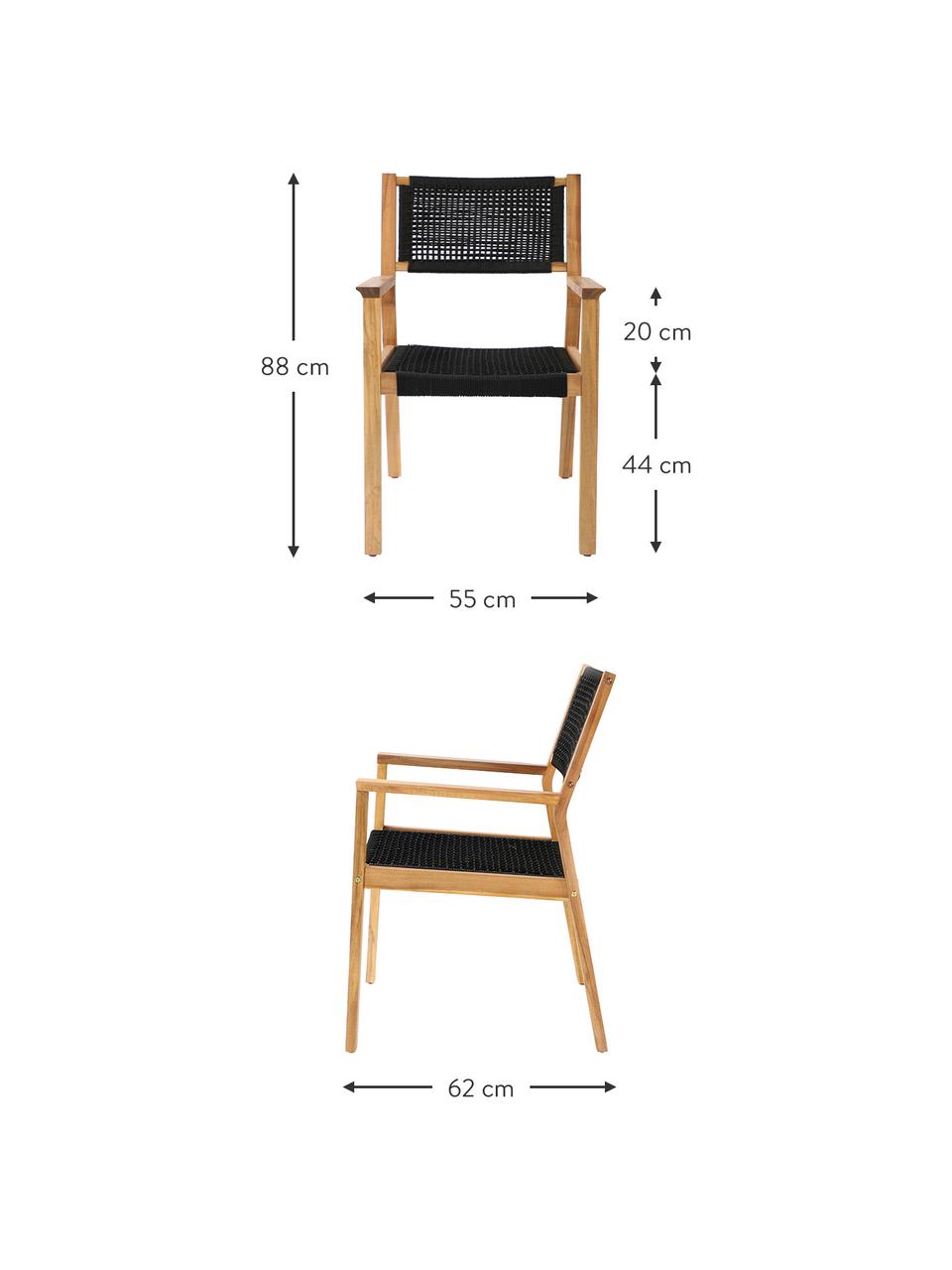 Dřevěná zahradní židle Little John, Černá, béžová, Š 58 cm, H 64 cm