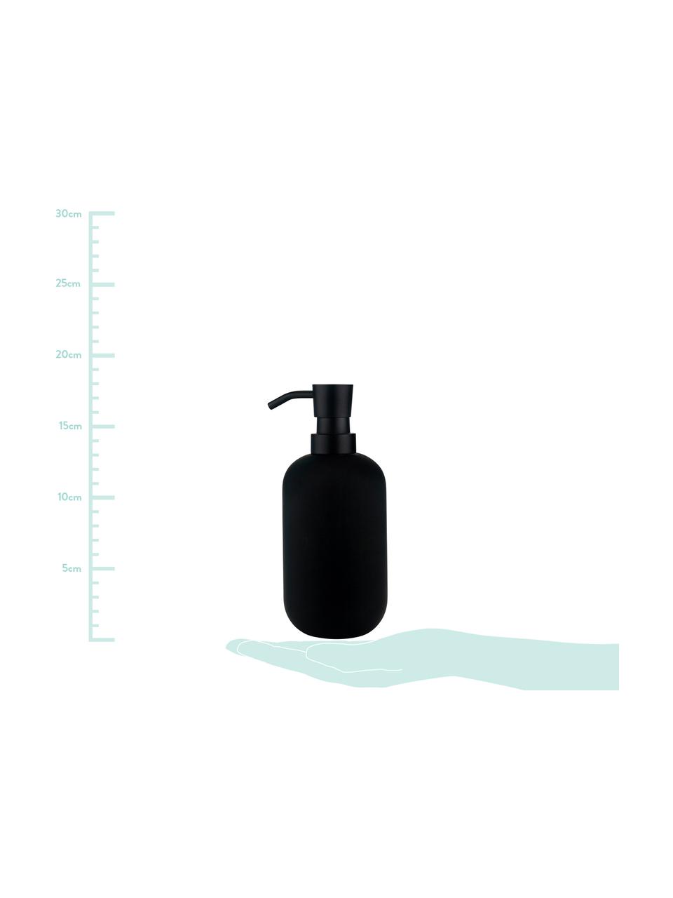 Dosatore di sapone Lotus, Contenitore: ceramica, Testa della pompa: metallo, Nero, Ø 8 x A 18 cm