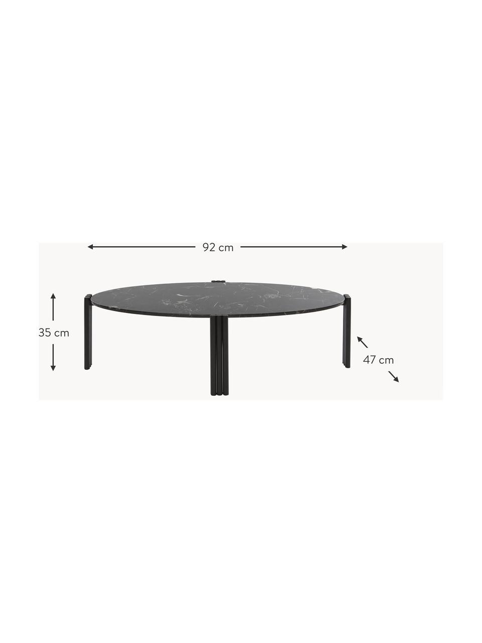 Ovale salontafel Tribus van marmer, Tafelblad: marmer, Poten: staal, gecoat, Zwart, gemarmerd, B 92 x D 47 cm