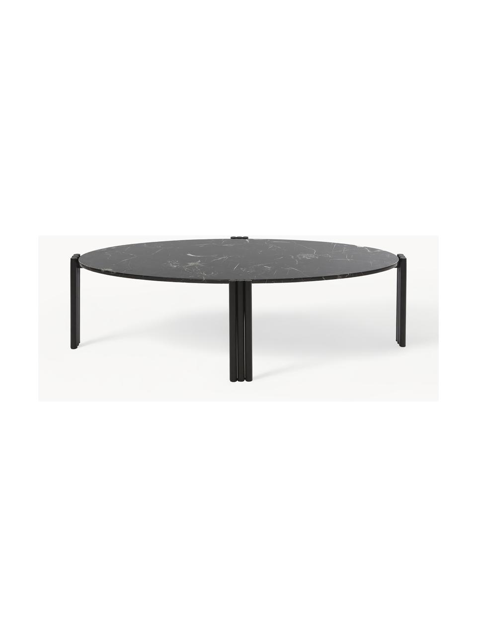 Oválný konferenční stolek z mramoru Tribus, Černá, mramorovaná, Š 92 cm, H 47 cm