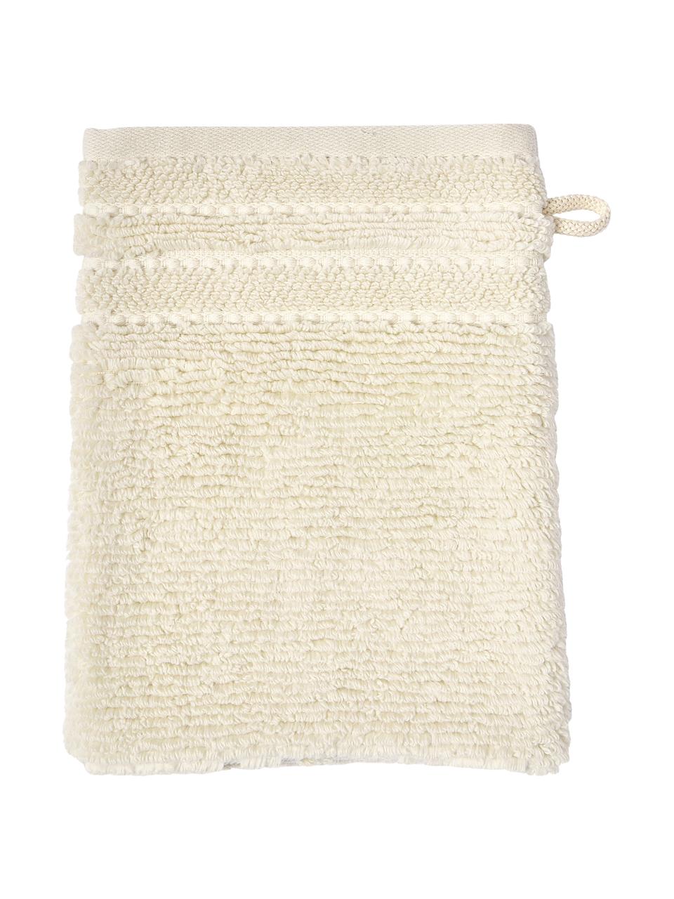 Washandjes Luxe met gestreepte rand, 2 stuks, Crèmewit, B 16 x H 22 cm