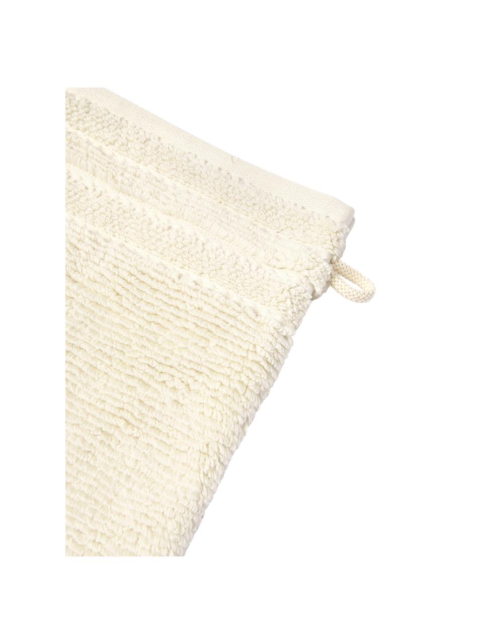Manoplas de baño con borde a rayas Luxe, 2 uds., Blanco crema, An 16 x Al 22 cm