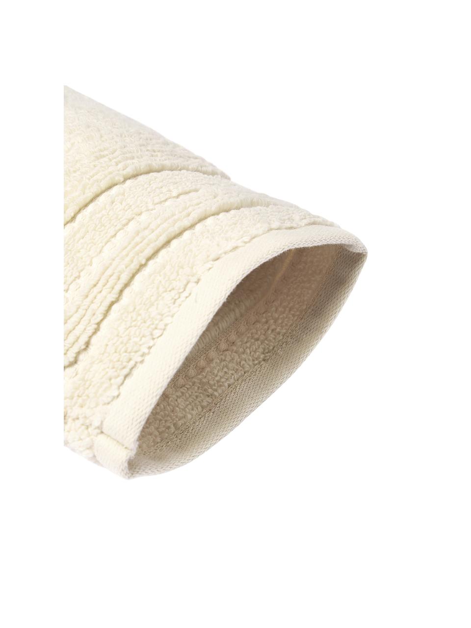 Waschhandschuhe Luxe mit Streifenbordüre, 2 Stück, Cremeweiß, B 16 x H 22 cm