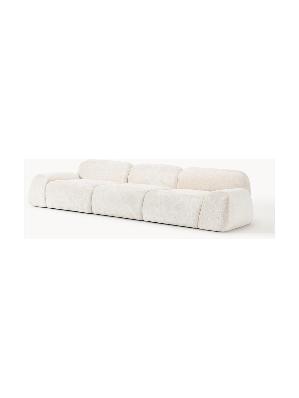 Modulares Sofa Wolke (4-Sitzer) aus Teddy-Bouclé, Bezug: Teddy-Bouclé (100 % Polye, Füße: Kunststoff Dieses Produkt, Teddy-Bouclé Off White, B 343 x T 118 cm