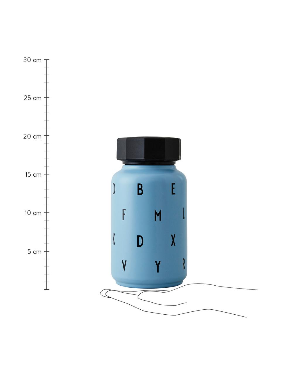 Kinderthermosfles Ilona met rietje, Rietje: siliconen, Blauw, zwart, 330 ml