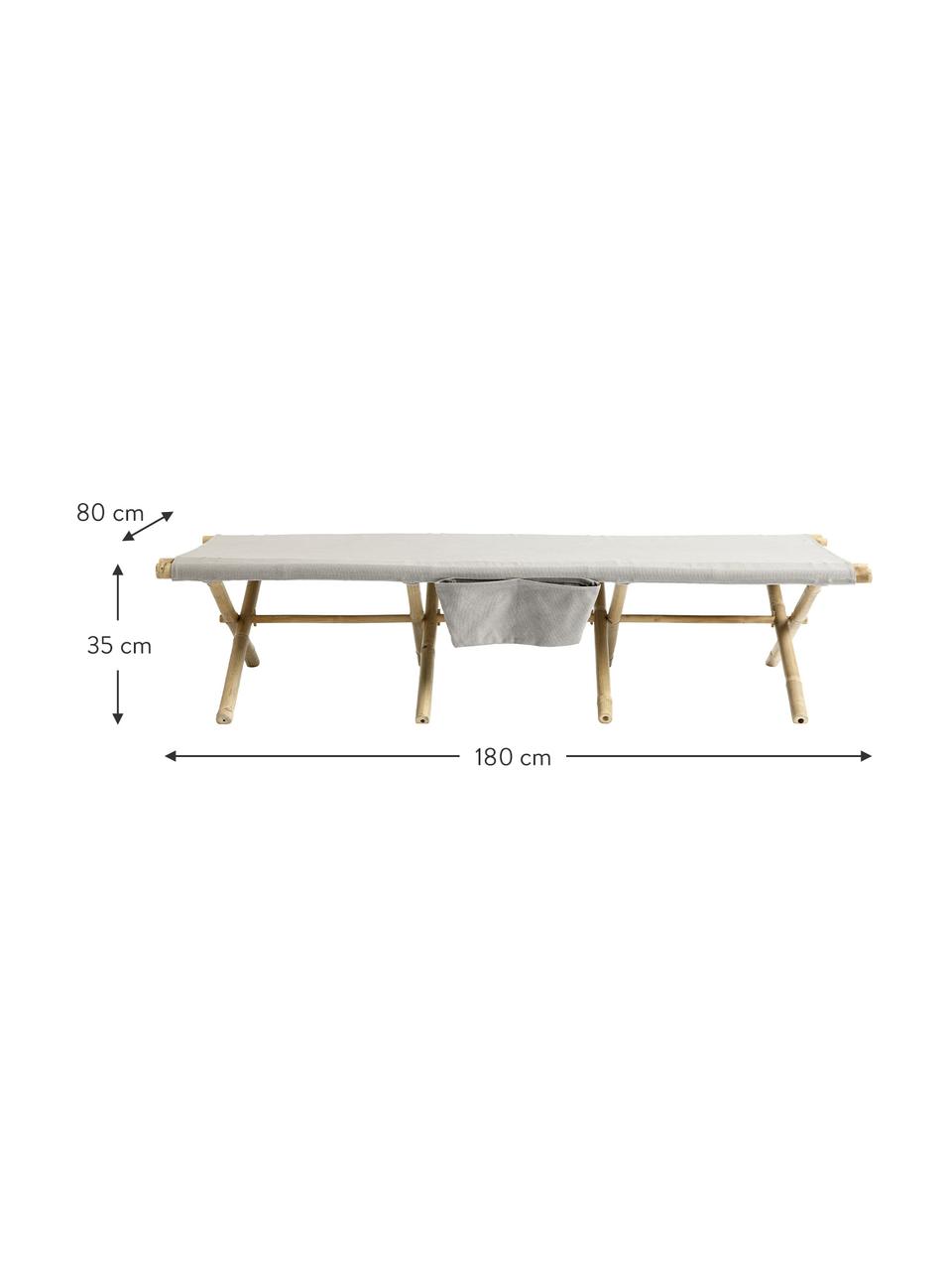 Bamboe zonnebed Bambed, inklapbaar, Frame: bamboe, Bekleding: 100% katoen, Grijs, bruin, 180 x 80 cm