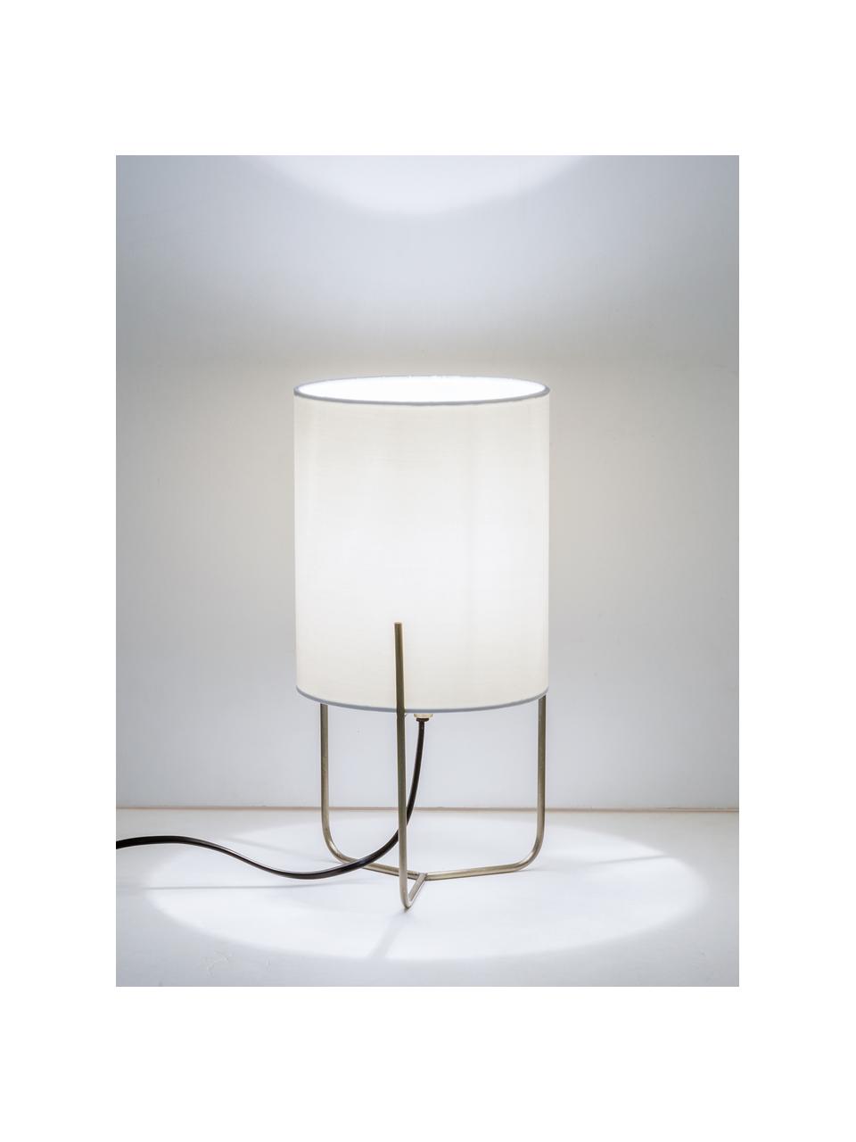 Malá klasická noční stolní lampa Odin, Bílá, mosazná, Ø 15 cm, V 30 cm