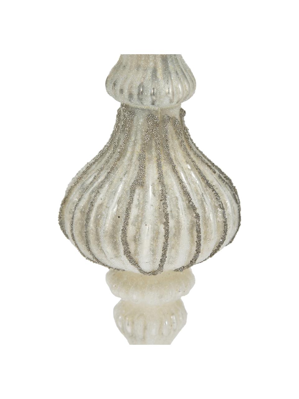 Handgefertigter Deko-Anhänger Norille H 12 cm, 2 Stück, Glas, Weiß, Ø 6 x H 12 cm